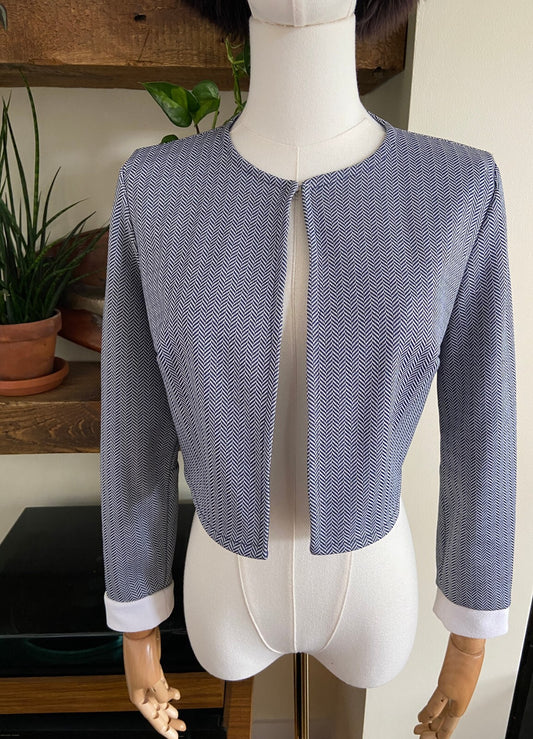 Vintage 1960s Navy & White Cropped Jacket