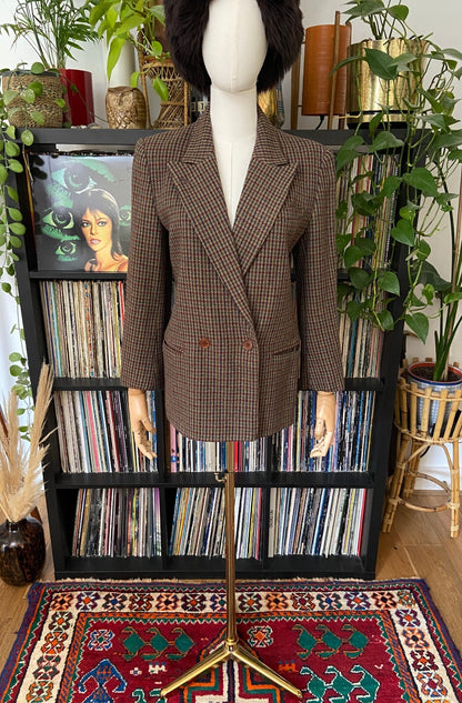 Vintage 1980s Double Breasted Brown Blazer