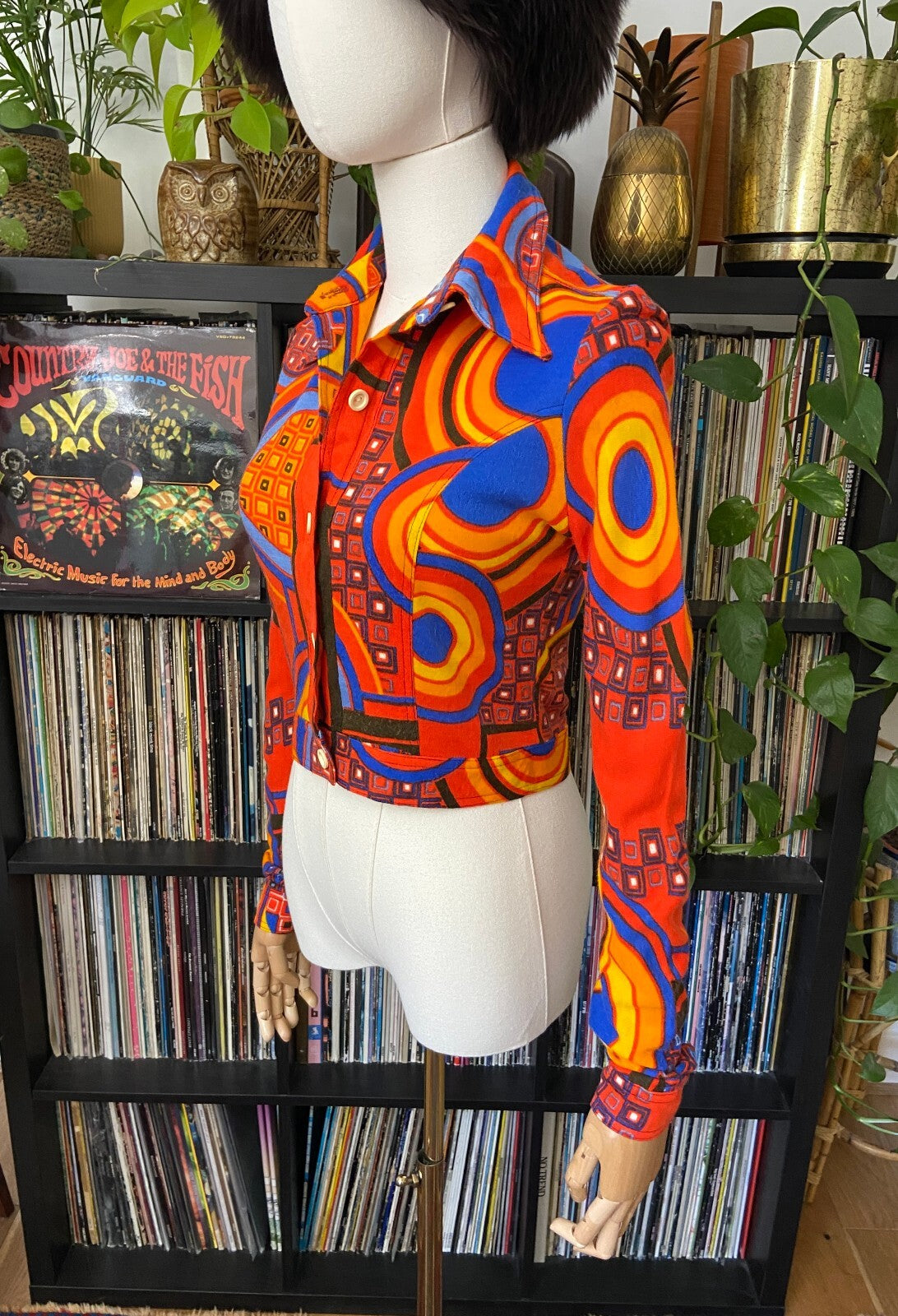 Vintage 1970s Psychedelic Cropped Shirt