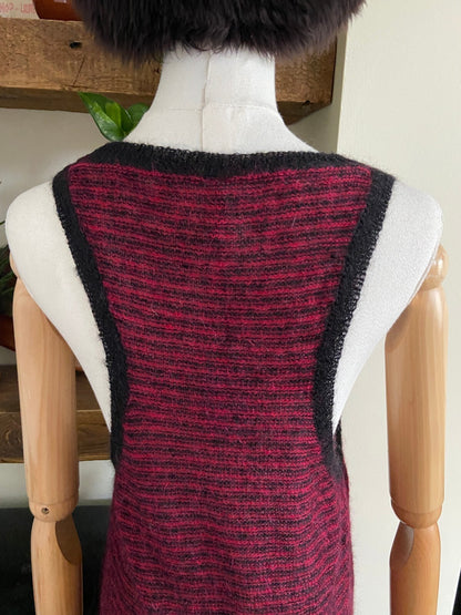 IRO Burgundy & Black Stripe Mohair Tank Top