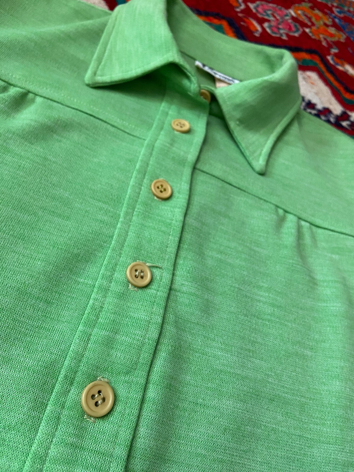 Vintage 1970s Green Thick Knit Shirt