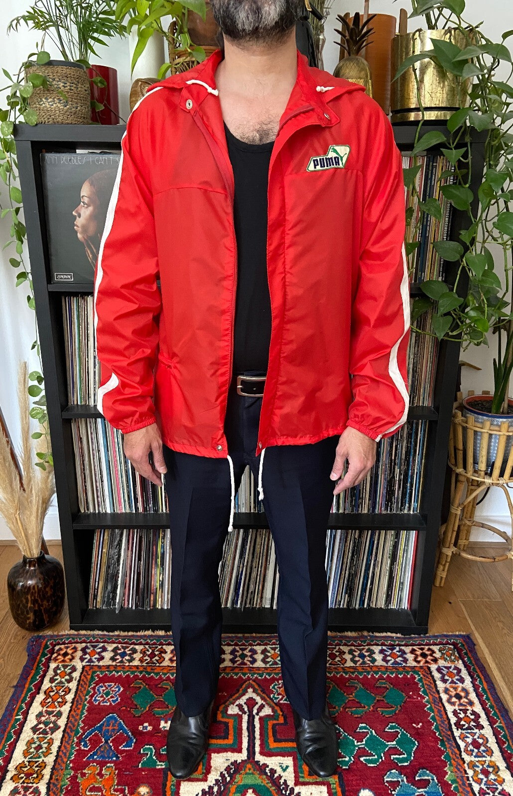 Vintage 1970s Red Puma Hooded Windbreaker