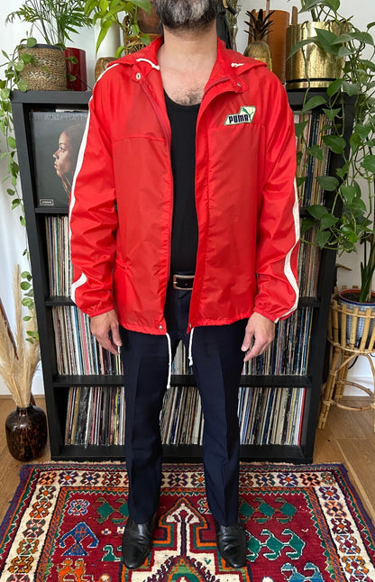 Vintage 1970s Red Puma Hooded Windbreaker