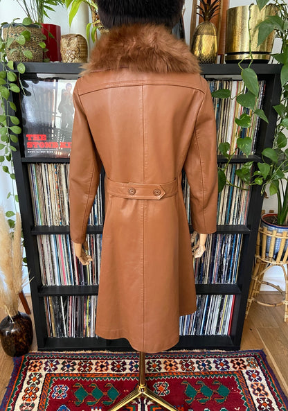 Vintage 1970s Tan Leather Penny Lane Coat