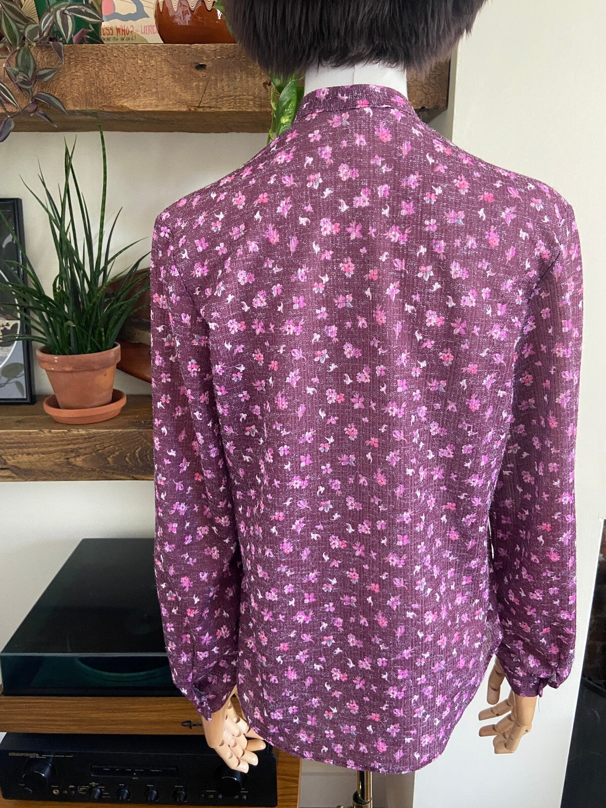 Vintage 1970s Purple Pussybow Blouse