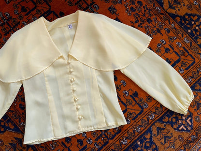 Vintage 1960s Yellow Button Up Cape Blouse