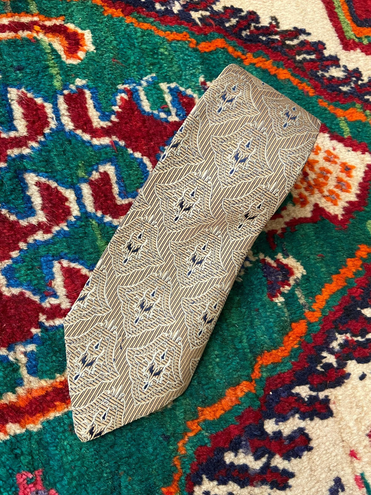Vintage 1970s Japanese Woven Pattern Tie