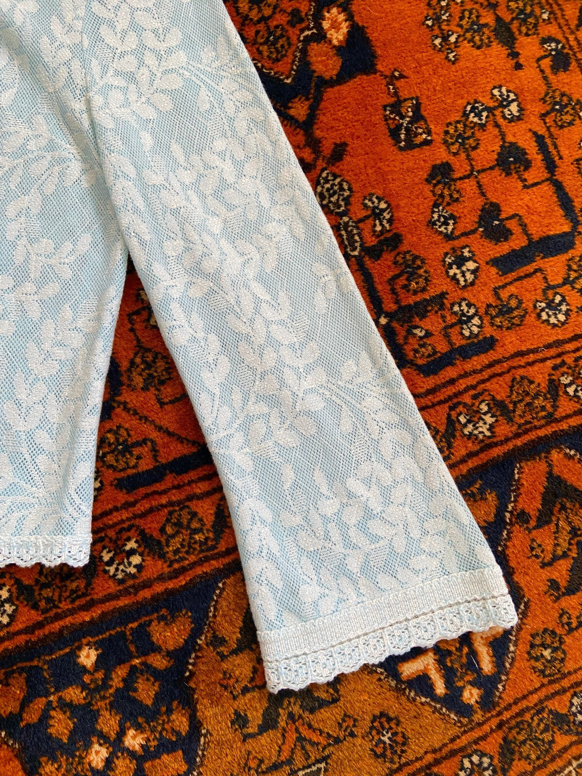 Vintage 1970s Pale Blue Lace Cardigan