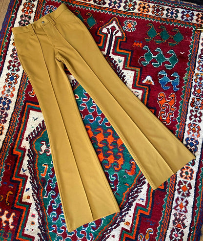 Vintage 1970s Deadstock Lee Mustard Flared Trousers W29
