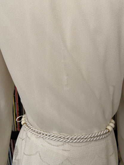 Vintage 1970s Cream Belted Prairie Dress