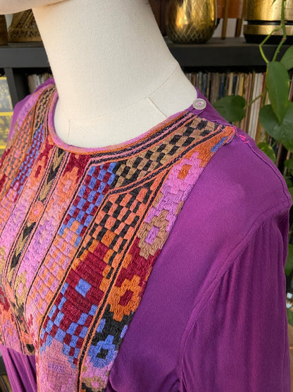 Vintage 1970s Purple Afghan Maxi Dress