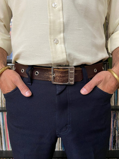 Vintage 1970s Brown Belt With Eyelets