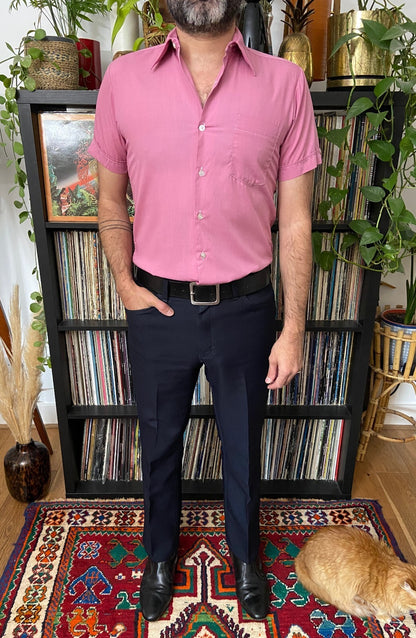 Vintage 1970s Short Sleeve Pink Rifle Shirt