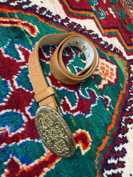 Vintage Tan Western Buckle Belt