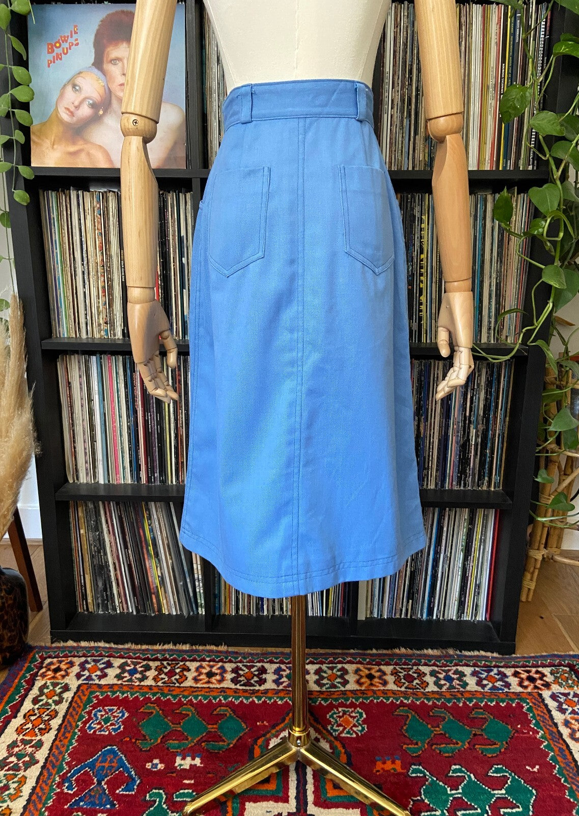Vintage 1970s Blue A-Line Pocket Skirt