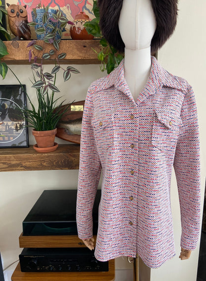 Vintage 1970s White Textured Leisure Jacket
