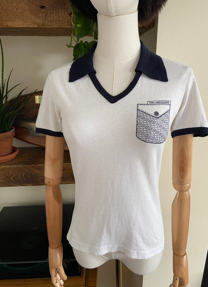 Vintage 1970s Italian Collared T Shirt