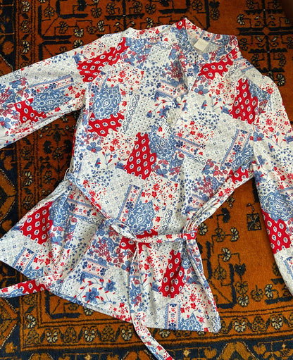 Vintage 1970s Patchwork Belted Shirt