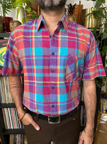 Vintage 1980s Magenta Checked Shirt