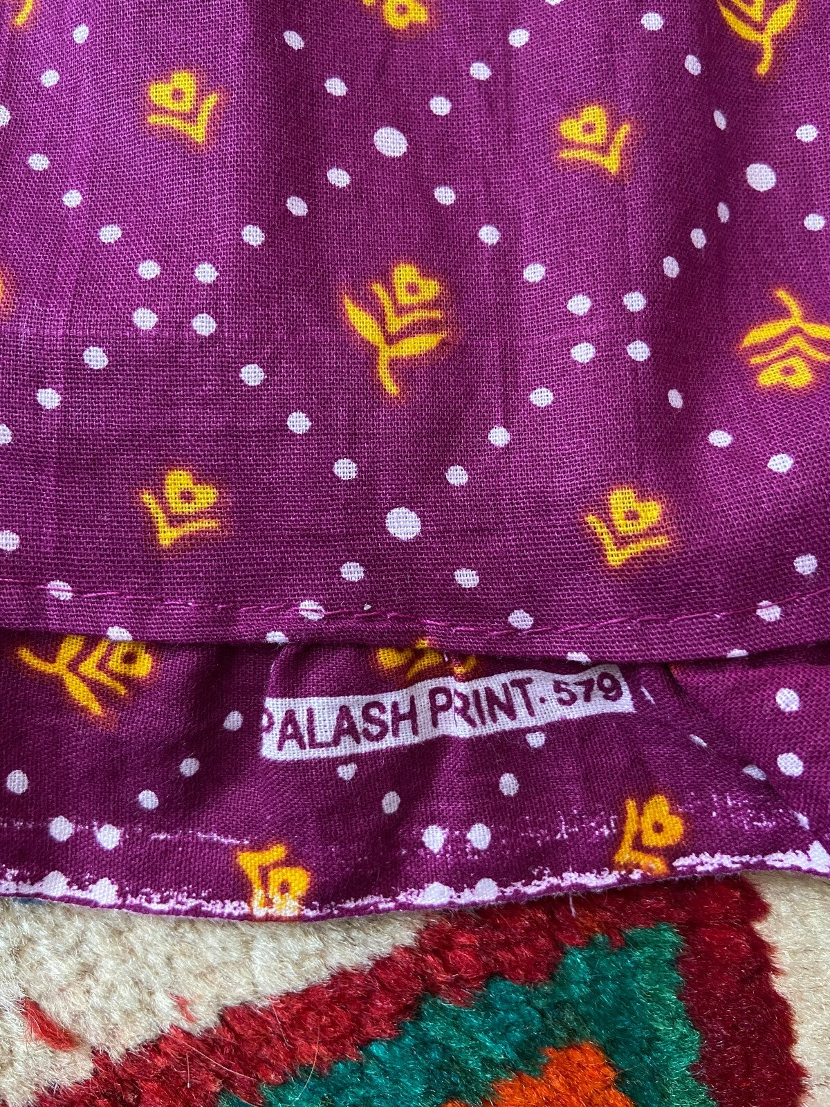 Vintage 1970s Purple Print Peasant Dress