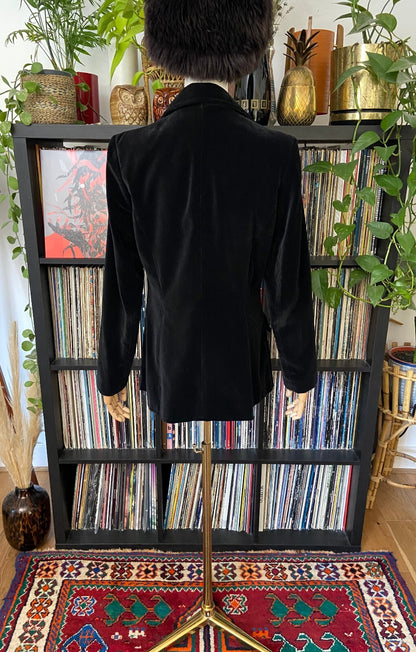 Vintage 1970s Black Richard Shops Velvet Blazer