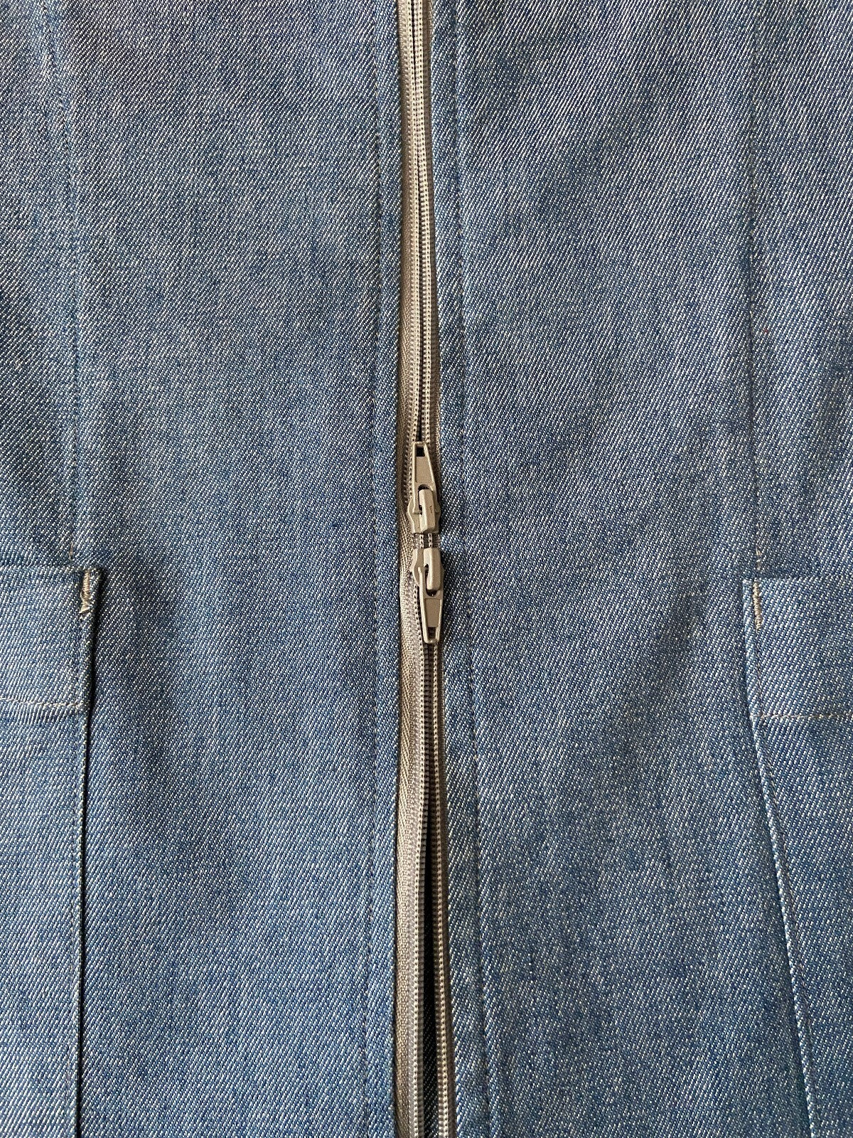 Vintage Blue Denim Zip Up Utility Jacket