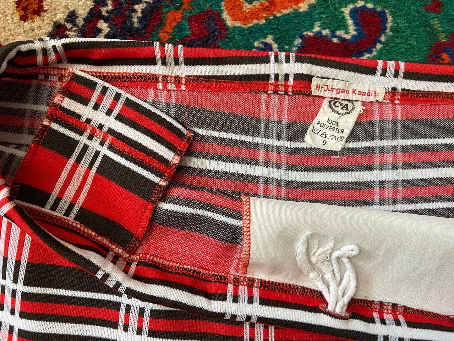 Vintage 1970s Red & Brown Check Swim Shorts