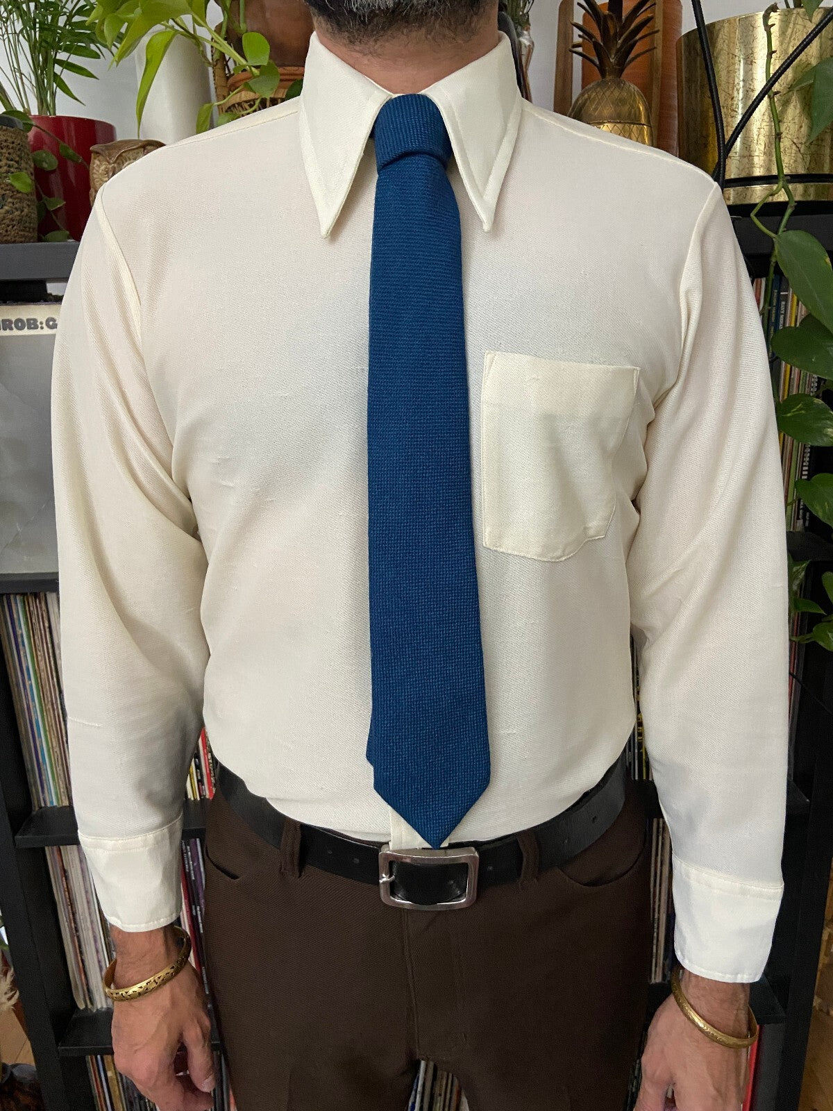Vintage American 1970s Blue Wool Tie