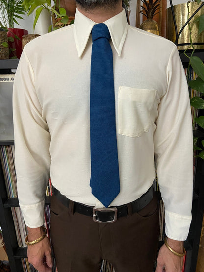 Vintage American 1970s Blue Wool Tie