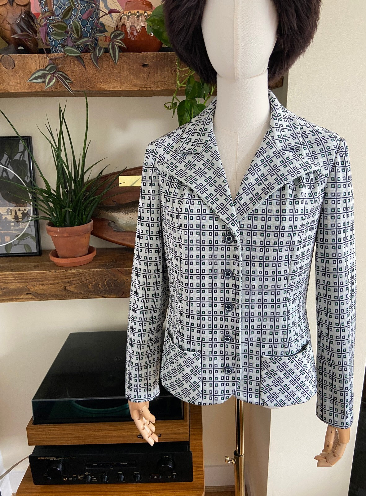 Vintage 1970s Geometric Woven Lightweight Jacket