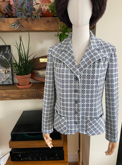 Vintage 1970s Geometric Woven Lightweight Jacket