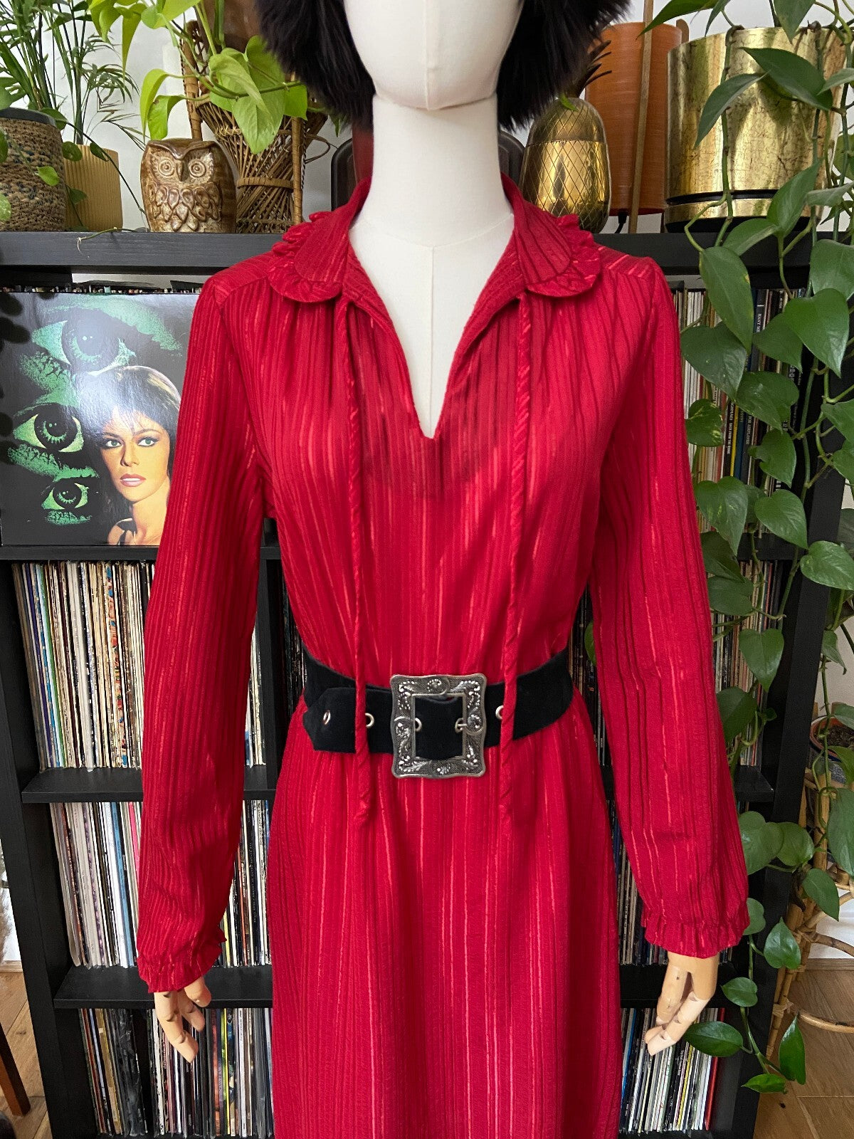 Vintage 1970s Burgundy JC Penney Dress