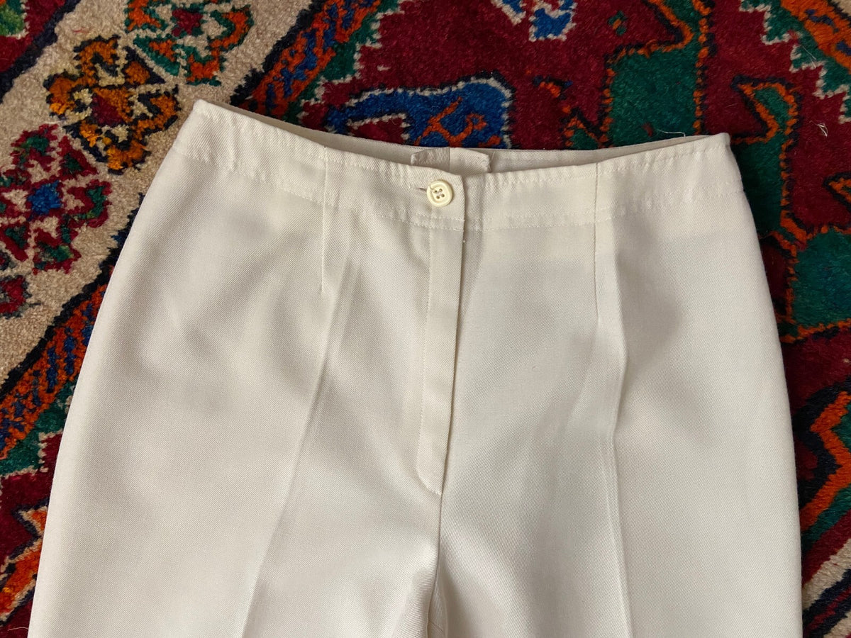 Vintage 1970s Cream Flared Trousers W25