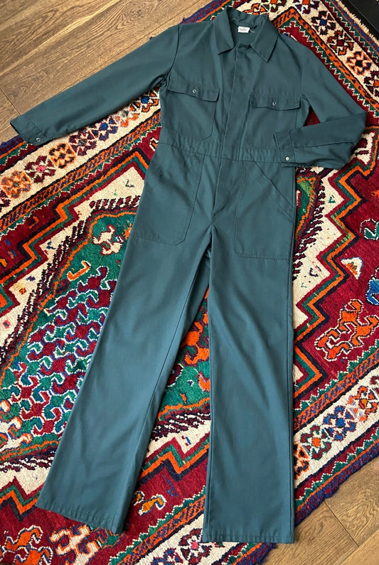 Vintage 1970s Green Workwear Utility Jumpsuit