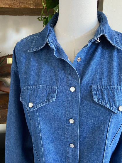 Vintage 90s Blue Denim Western Shirt