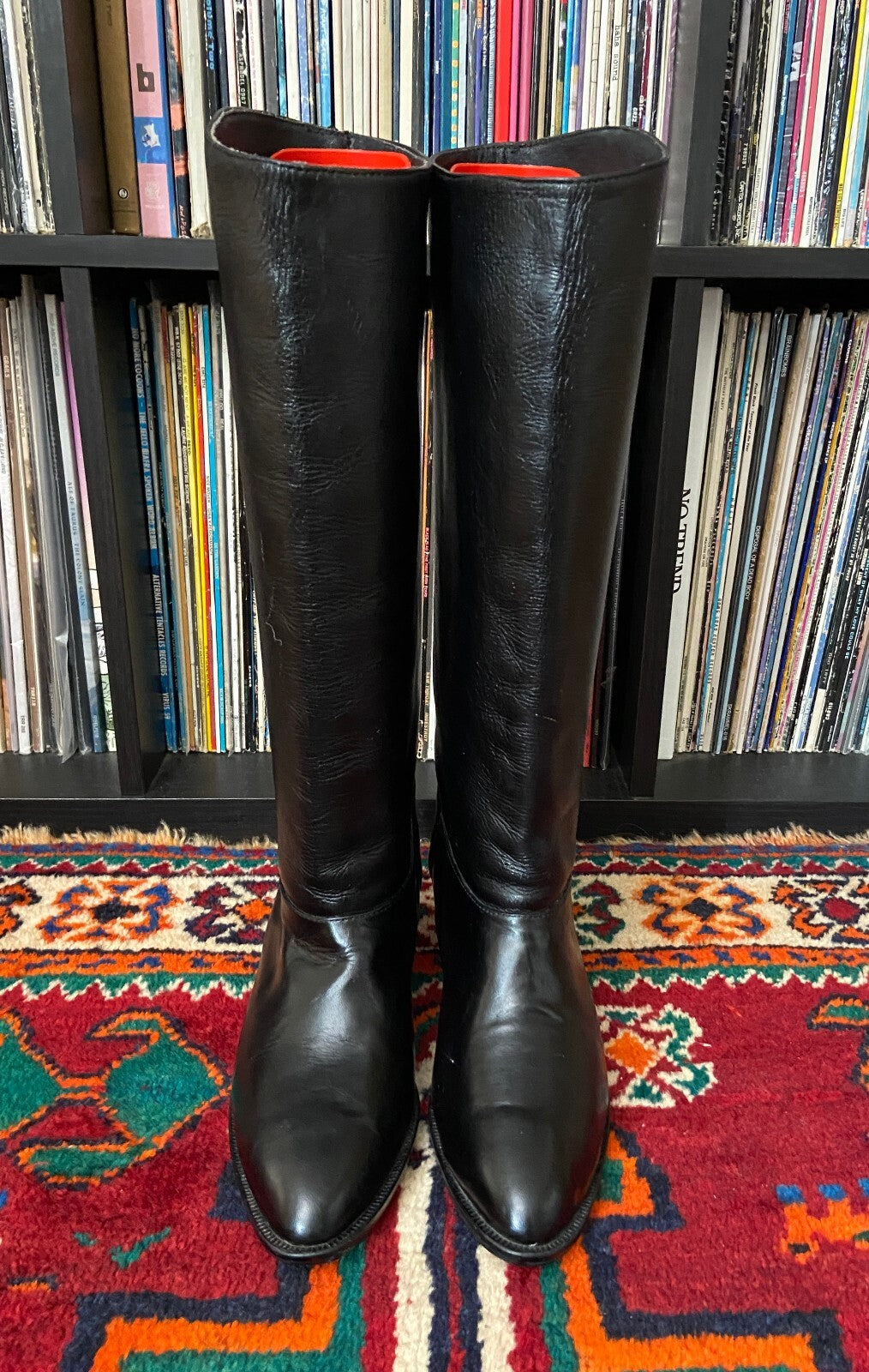 Vintage 1980s Black Knee High Boots UK 7.5
