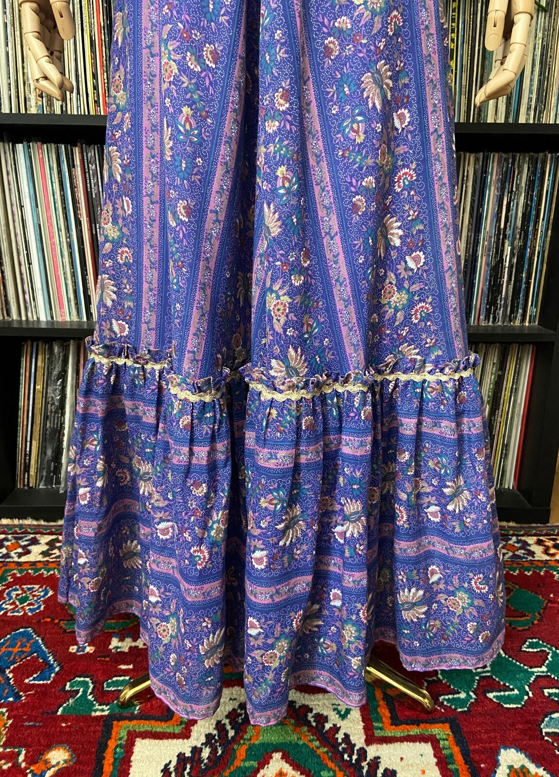Vintage 1970s Purple Print Maxi Prairie Skirt