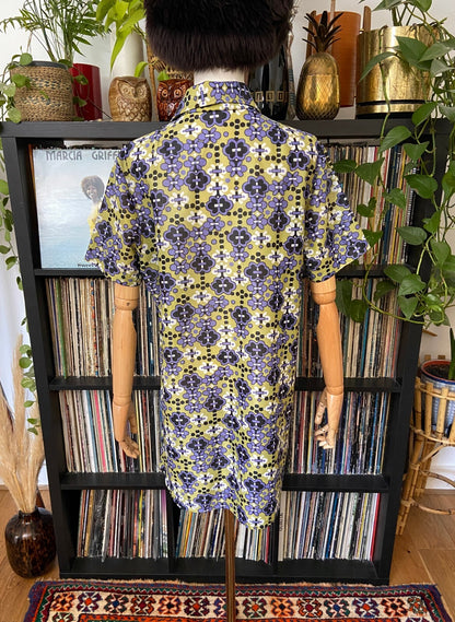 Vintage 1970s Green Dagger Collar Mini Dress