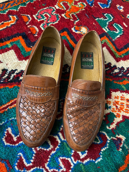 Vintage 1980s Italian Brown Moccasin Shoes UK 8