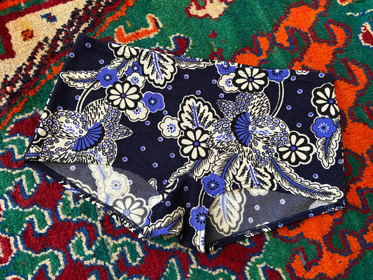 Vintage 1970s Navy & White Floral Swim Shorts