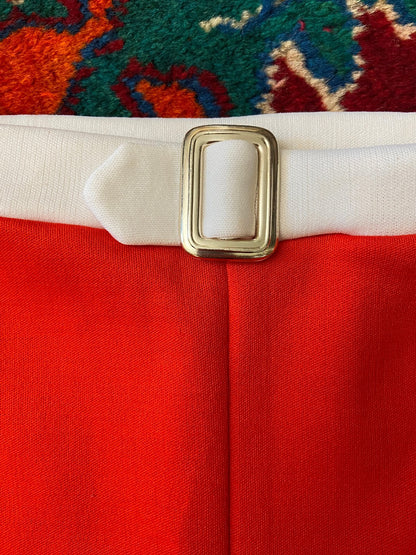 Vintage 1970s Red Belt Detail Swim Shorts