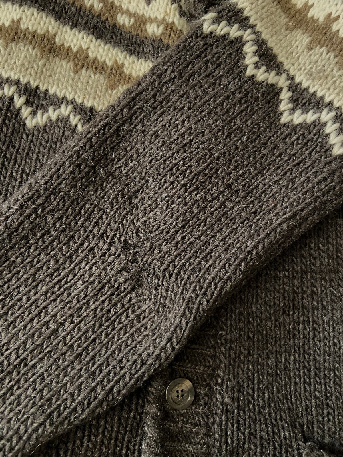Vintage 1970s Brown Icelandic Wool Chunky Cardigan