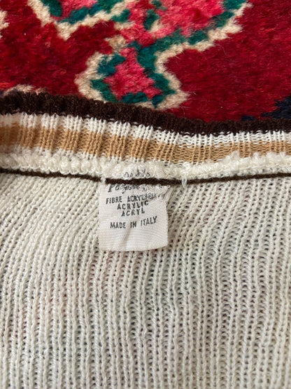 Vintage 1970s Italian V-Neck Sports Jumper