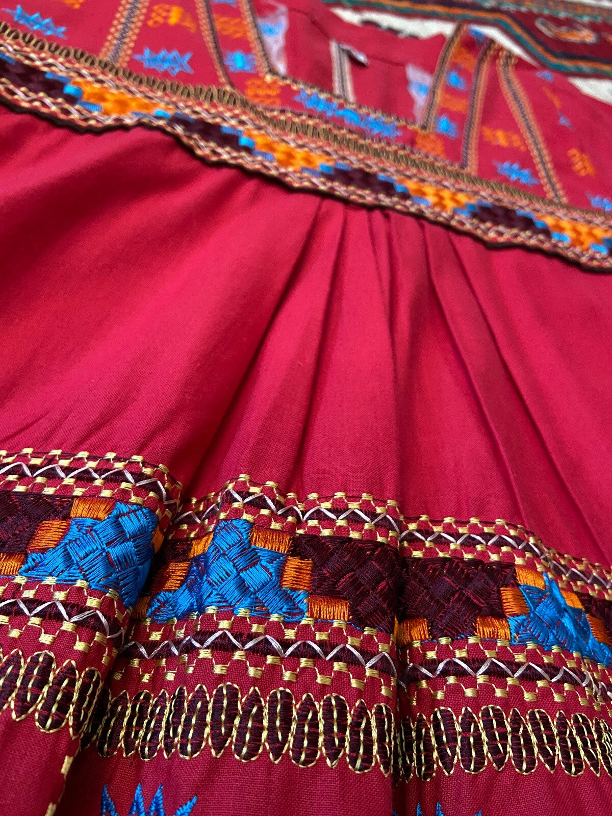 Vintage Red Embroidered Afghan Dress