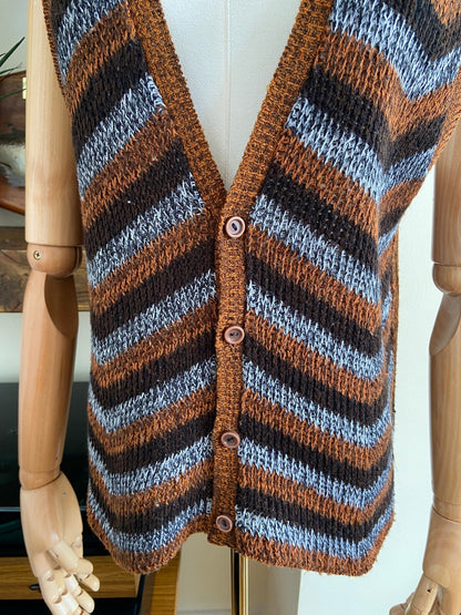 Vintage 1970s Brown Sleeveless Sweater Vest