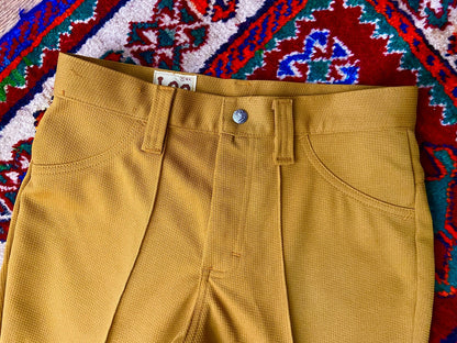 Vintage 1970s Deadstock Lee Mustard Flared Trousers W29