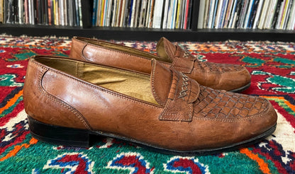 Vintage 1980s Italian Brown Moccasin Shoes UK 8