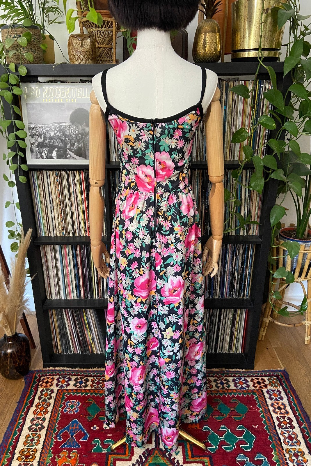 Vintage 1970s Pink Floral Sleeveless Maxi Dress