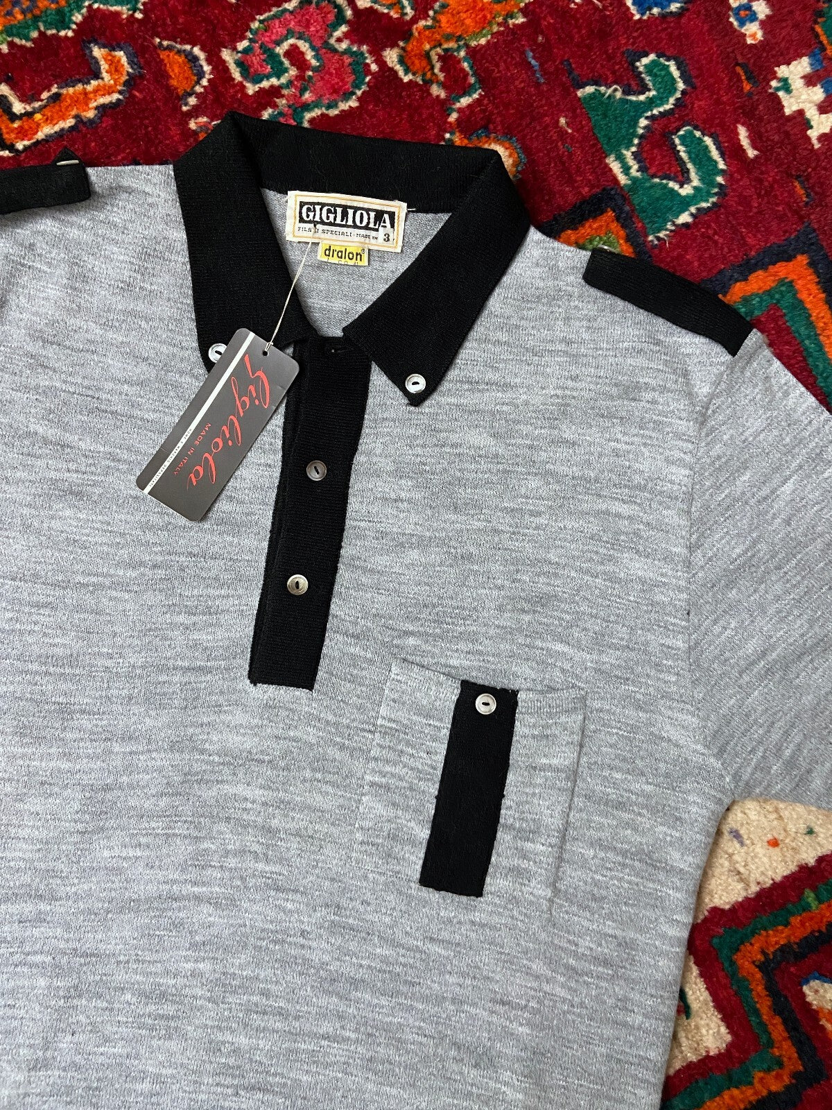 Vintage 1970s Deadstock Italian Knit Polo Top