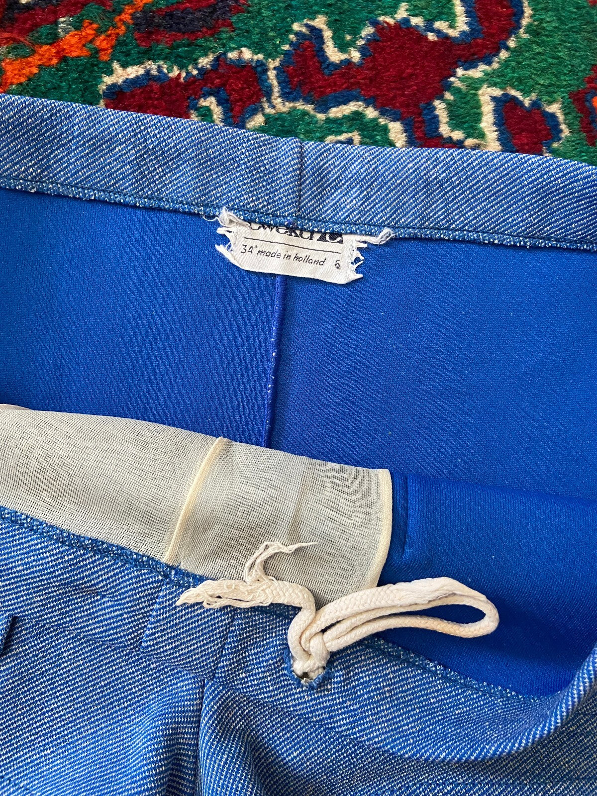 Vintage 1970s Blue Patch Pocket Swim Shorts